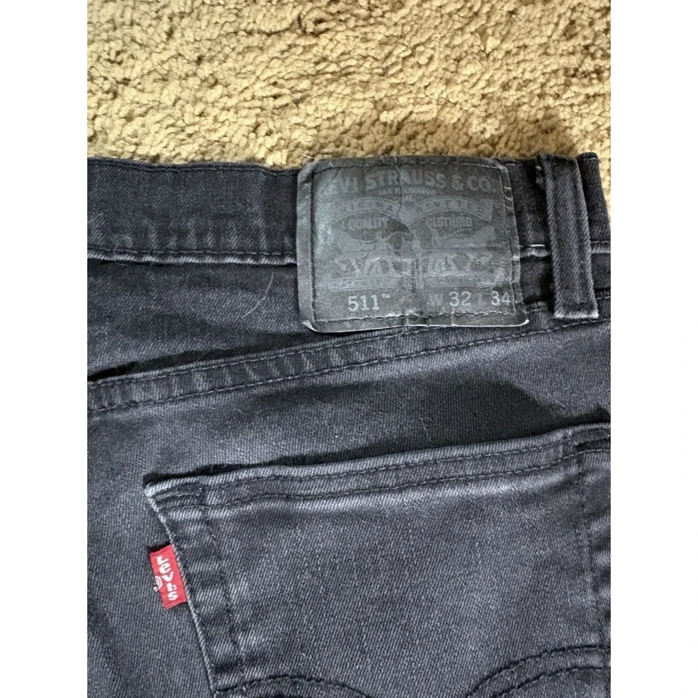 Levis 511 Jeans Men 32x34‎ Black Straight Leg Mid Rise Preppy Casual